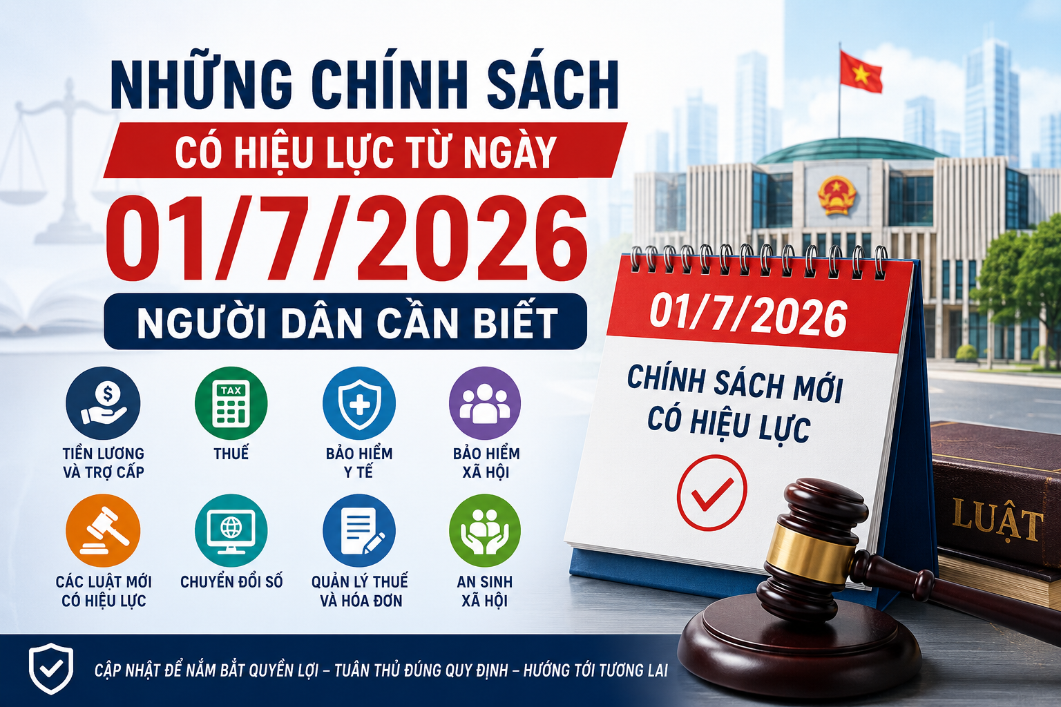Những chính sách có hiệu lực từ ngày 01/7/2026